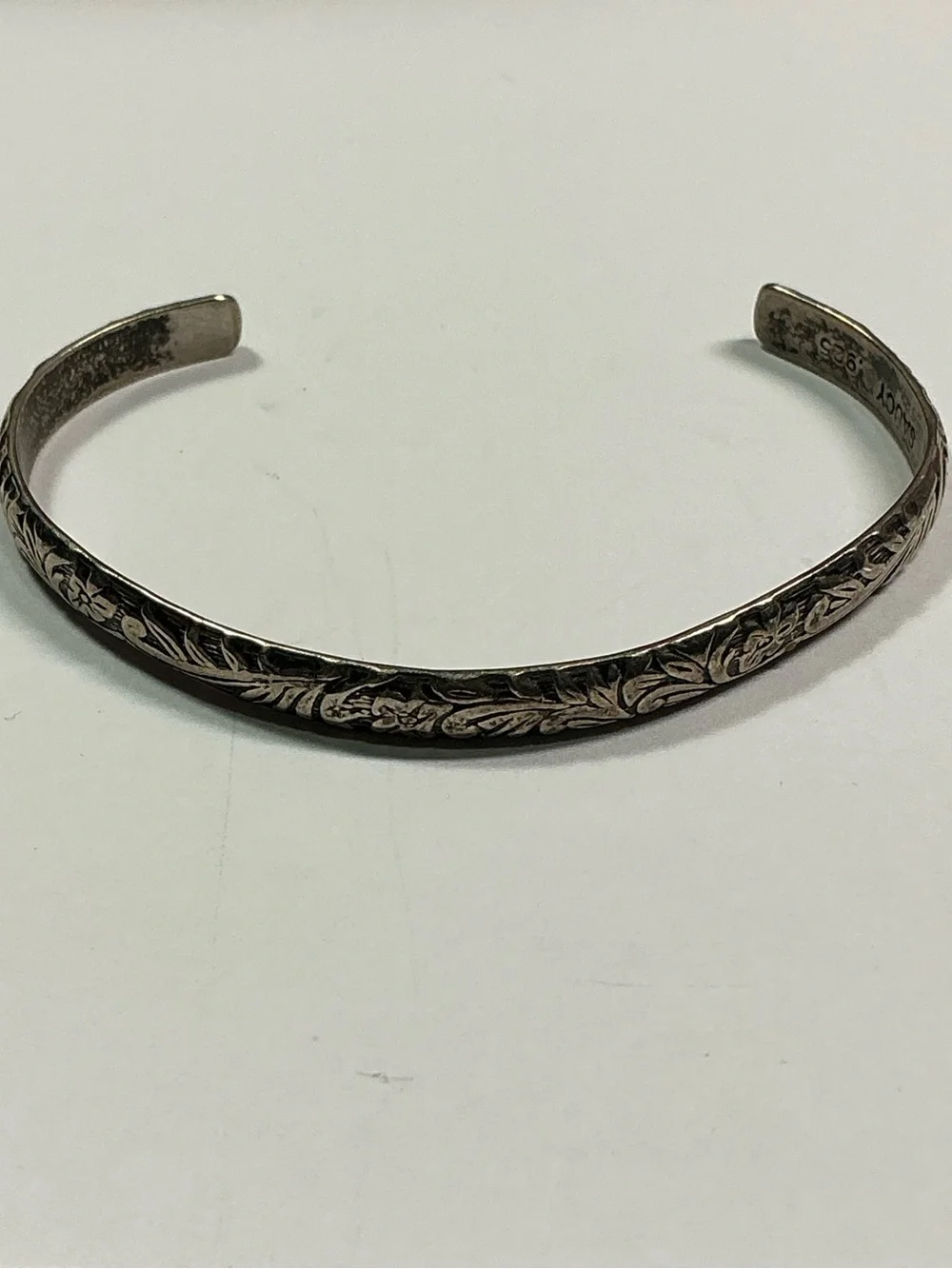 Sterling Silver Open Cuff Floral Bracelet.